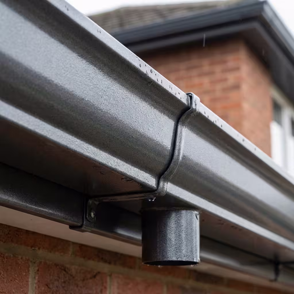 Waterproof sealing and final edge finishing on a completed gutter and fascia installation