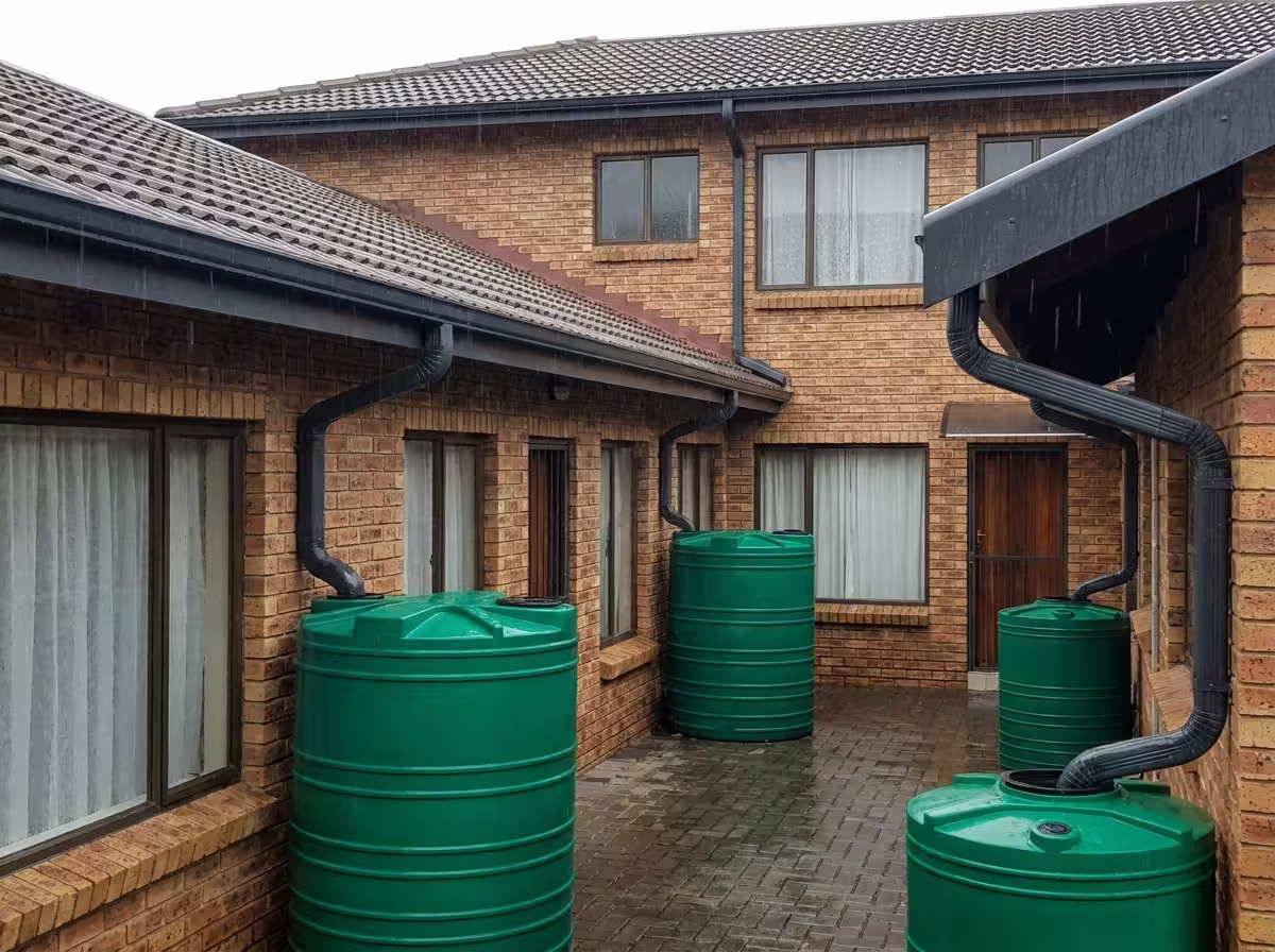 Full gutter system installation on a residential complex in Gauteng by Proflow Gutters SA