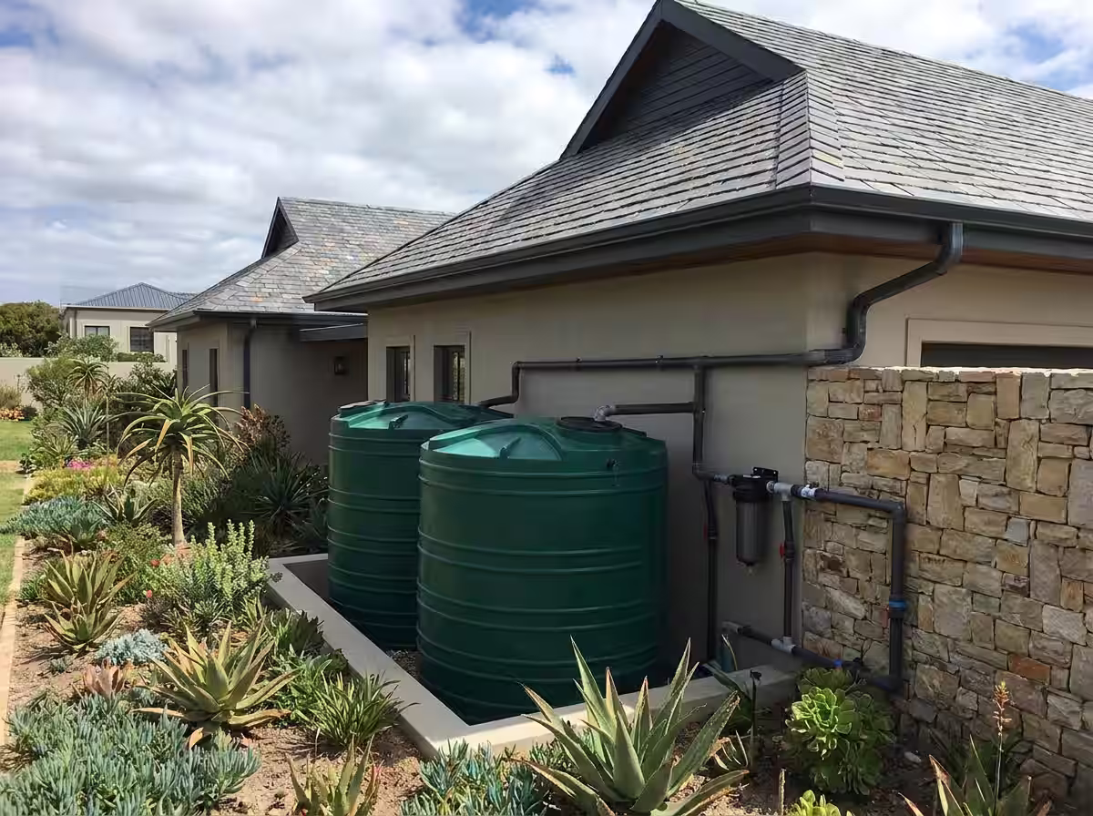 Waterproofing and rainwater collection solution integrated with gutter system on a complex in Gauteng